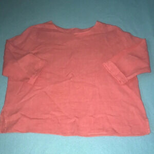 HOT COTTON by Marc Ware 100% linen  salmon pink 3/4 rolled up sleeves size L
